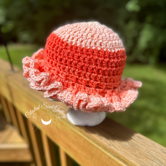 Pinky Passionfruit Crochet Ruffle Hat