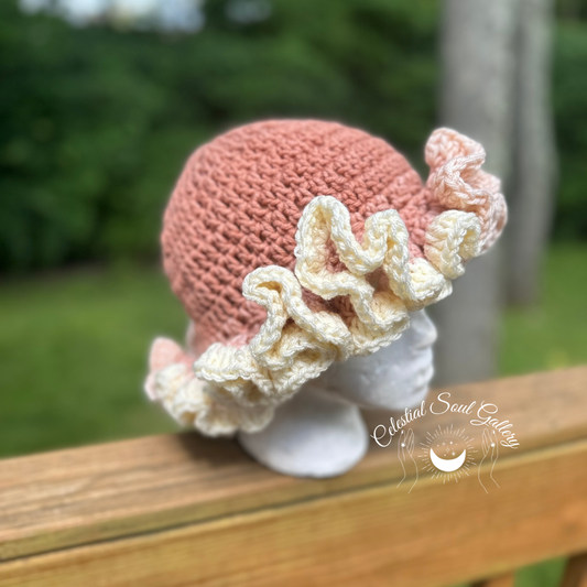Blushing Beauty Crochet Ruffle Hat