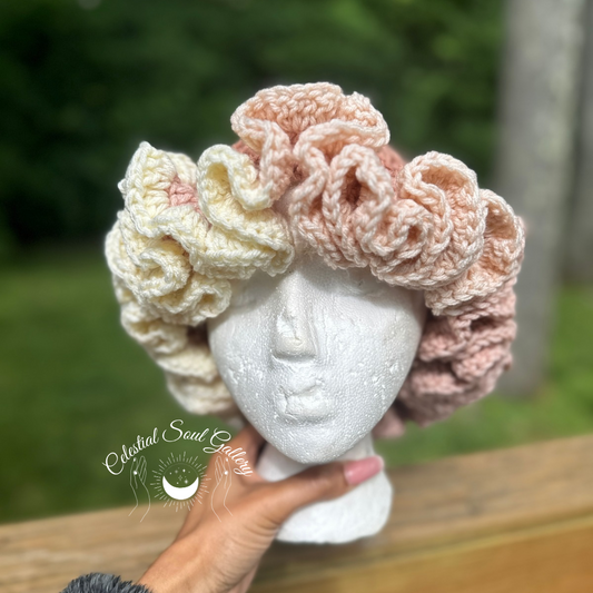 Blushing Beauty Crochet Ruffle Hat
