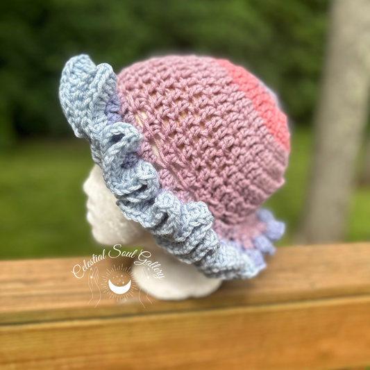 Periwinkle Fields Crochet Ruffle Hat