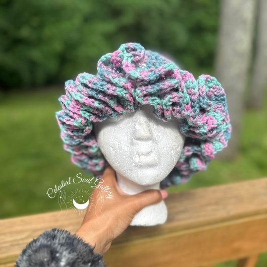 Lavender Confetti Crochet Ruffle Hat