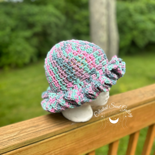 Lavender Confetti Crochet Ruffle Hat