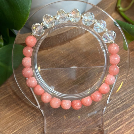 Pink Jade w/ Rondelles Bracelet (S)